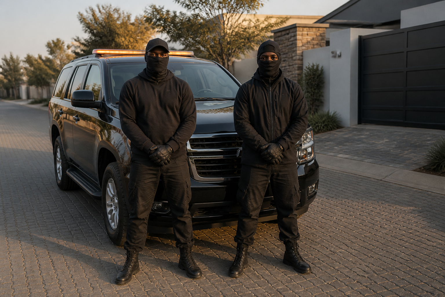 Quraysh VIP patrol officers with a response vehicle